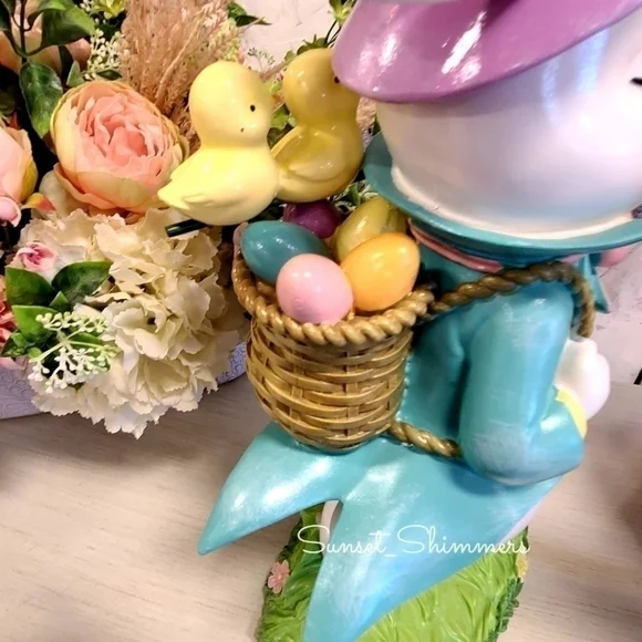 XL 20" FAO SCHWARZ MAD HATTER Victorian Easter BUNNY RABBIT Statue Figurine New - Picture 5 of 12